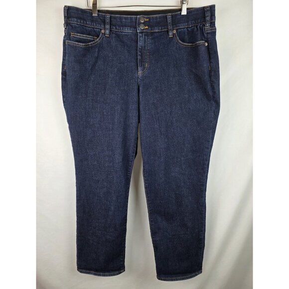 Lands' End Jeans Women's Plus Size 20W Dark Mid Rise Straight Jean Denim Pant - Picture 1 of 12